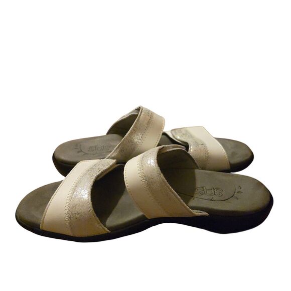 SAS Sandals Size 8M Nudu Slide White/Silver Comfort Slide On Grandma Core - Picture 13 of 16